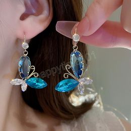 Elegant Vintage Temperament Royal Blue Butterfly Pendant Earrings For Women Korean Fashion Earring Party Jewellery Gift