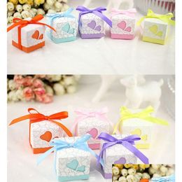 Favor Holders 5Cmx5Cmx5Cm Square Wedding Favors Boxes Candy Box Silk Ribbon And Gifts Event Party Supplies Wedding , Party Events Wedd Dh7Zh