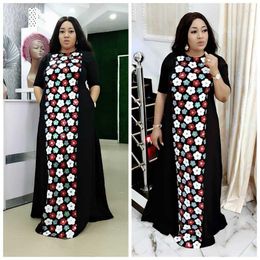 Ethnic Clothing Embroidery Flower Sequin Dress For African Traditional Dashiki Women Abaya Dubai Kaftan Moroccan Caftan Jilbab Gown