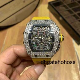 Richardmill Watch Milles Watch Richads Mile Luxury Mens Mechanics Richa Automatic Mechanical Chronograph Full Sky Star Diamond Inlaid Trend Personality Atmosphe