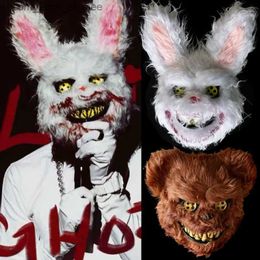 Party Masks Halloween Head Cover Rabbit Cosplay Mask Bear Bunny Costume Props Dress Up Mask for Halloween Party Headgear Costume Q231009