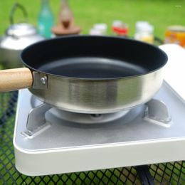 Mugs Fry Pan Eggs Fried Cooker Kitchen Multi-function Portable Camping Wooden Handle Saucepans Induction Hobs