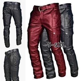 Men's Pants WEPBEL Men Straight PU Leather Biker Motocycle Long Loose Street Style Steampunk Trousers Rock Roll2983