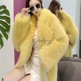 Women's Fur Faux Fur 2023 Winter New Fashion Fur Coat for Women Jacket Yellow WarmL231007