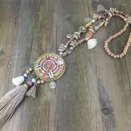 Pendant Necklaces Handmade Caki Colourful Tassel Pendents Necklace Boho Bohemiam Long Fringe Statement Maxi For Women Summer