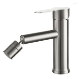 Bathroom Sink Faucets Bidet Faucet Stainless Steel Cold And Water Mixer Tap Sprayer 2 Modes 360Swivel Stream Waterfall Spout Basin