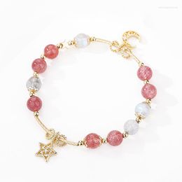 Charm Bracelets Romantic Moonstone And Strawberry Crystal Bracelet: Radiate Love Romance From Your Wrist