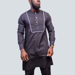 Men's Tracksuits Kaftan Elegant Dashiki Suit Round Neck Long-sleeved Top Pants African Traditional Cultural Outfit National Style 2023