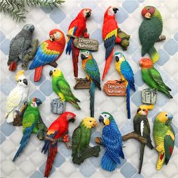 Fridge Magnets Creative Magnet Fridge Magnet Animal Bird Parrot Fridge Magnet Resin Decorative Magnet Magnetic Buckle Message Sticker 231007