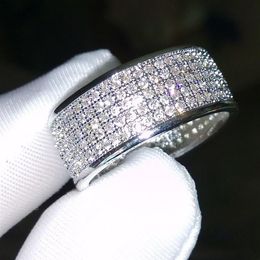 250Pcs Jewellery Diamonique simulated diamond white full topaz 10KT White Gold Filled Diamond CZ women Wedding band Finger Ring gift255f