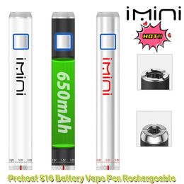 Imini Preheat 510 Battery Vape Pen Rechargeable 650mAh 14mm ARI 1.8-4.2V Variable Voltage VV Batteries for 510 Cartridges Carts Manufacturer Direct sigarette e getta