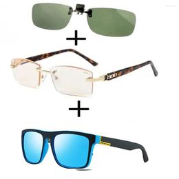 Sunglasses 3Pcs!!! Titanium Gentleman Diamond Cut Reading Glasses Men Women Polarised Squared Ultralight Clip