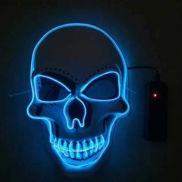 Party Masks Halloween LED Skull Mask Horror Ghost Head Men Women Mask EL Cold Light Mask Party Mask Atmosphere Props Cosplay Gift Q231009