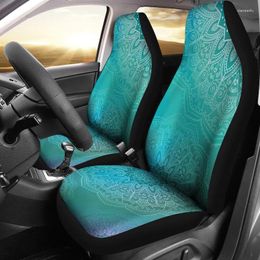 Car Seat Covers Teal Green Mandalas Pair 2 Front Protector Accessory Tea