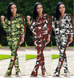 Women's Tracksuits 2023 Autumn New Fashion Camo Printing Zipper Women's Two Piece Set Casual Women's Set