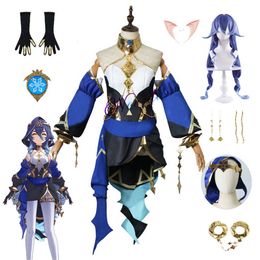 Game Genshin Impact Layla Sumeru Cryo Cosplay Costume Layla Full Set Shoes Dress Wig for Anime Cosplay Halloween Party Comic Concosplay