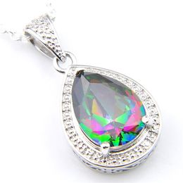 Luckyshine 12 piece lot Women Fashion Jewellery 925 Sterling Silver Plated Mystic Coloured Topaz Crystal Vintage Necklaces Pendants C3027