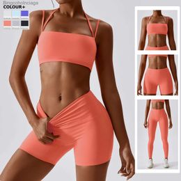 Active Sets 2/3 Pieces Fitness Yoga Set Women Solid Colour Buttery Soft Fabric Workout Gym Suit er Stretch Fe Breathable SportswearL231007