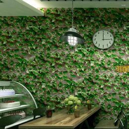 Wallpapers Restaurant Fast Food Store Snack Decoration Small Wallpaper Retro Climbing Tiger 3D Stereo Green Leaf
