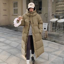 Women's Trench Coats Solid Colour X-Long Straight Winter Jacket Women Parkas Clothes Casual Hooded Warm Thick Coat Female Snow Outerwear