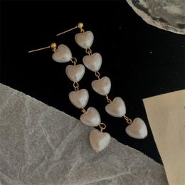 Dangle Earrings Trendy Jewellery Vintage Long Heart Pearl Tassels Romantic Pearls Earring Women's Korean Fashion Exaggerated Jewellery