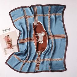 2020 Women Silk Scarf Neck Hair Band Square Scarves Animal Horse Print Lady Small Shawls and Wraps Foulard Head Kerchief1332V