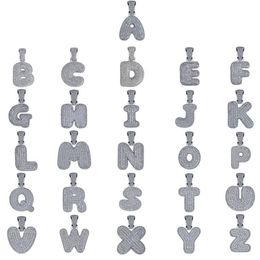 Hip Hop Iced Out Costom Bubble Letters Pendant Necklace Micro Pave Zircon with Rope Chian DIY Jewelry157v