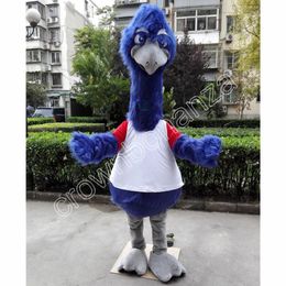 2024 blue ostrich Mascot Costumes Halloween Cartoon Character Outfit Suit Xmas Outdoor Party Outfit Unisex Promotional Advertising Clothings