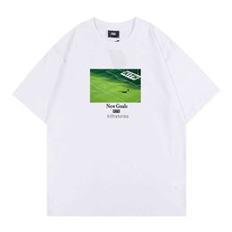 Fashion men's wear 2022 summer new kid green football field inspirational slogan short sleeve T-shirt printed loose 1DEYF