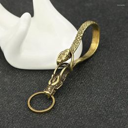 Keychains Pure Brass Horse Head Keyrings Zodiac Keychain Men Waist Buckle Car Key Chain Pendant Charms Vintage Jewellery