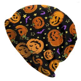 Berets Halloween Pumpkins Bonnet Hat Knit Autumn Winter Street Skullies Beanies Men's Women's Warm Head Wrap Cap