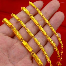 Pendants 999 Orginal Gold Colour Bamboo Necklace For Women Men Neckalces Chain Valentine's Day Wedding Engagement Fine Jewellery Not Fade