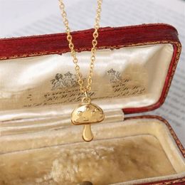 Pendant Necklaces Retro Cute Mushroom Necklace For Women Titanium Steel Chain French Girl Teen Choker Dating Jewellery 2021 Trendy C282f