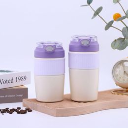 Water Bottles Winter Stainless Steel Insulation Cup Simple Solid Color Student Coffee Portable Vacuum Tumble With Straw