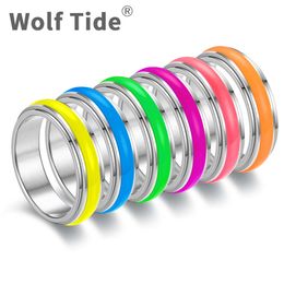 Titanium Stainless Steel Night Glow Rotating Luminous Ringfor Men Women Decompression Anxiety Resistant Finger Rings Band Jewellery Accessories Wholesale Cheap