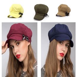 Stand Focus Baker Boy Cabby Newsboy Gatsby Hat Cap Women Ladies Fashion Cotton Twill Spring Summer Khaki Navy Olive Burgundy Yello211g