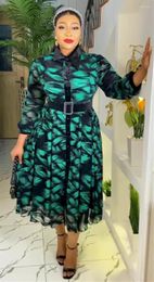Ethnic Clothing Long Sleeve Chiffon Dresses For Women African Dashiki Print Robe Dubai Abayas Wedding Party Birthday Gown 2023 Africa