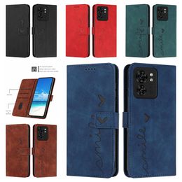 Smile Heart Love Leather Wallet Cases For Motorola Moto Edge 40 G14 OPPO A58 4G A78 Ralme 11 4G 5G Cash ID Credit Card Holder Kickstand Flip Cover Shockproof Pouch Strap