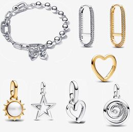 2023 New Charm beads Bracelets for women diamonds earring pendant Designer Engagement Jewelry Gift DIY fit Pandoras ME Sparkling Star link chain Bracelet Set