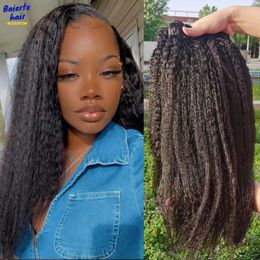 Synthetic Wigs 30 32 40Inch Brazilian Kinky Straight Human Hair Bundles Remy 134Pcs Wefts Yaki 231006