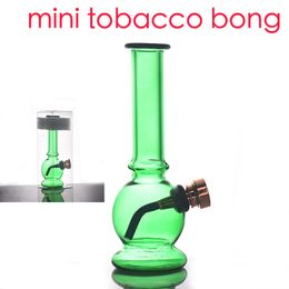 Wholesale Colourful MINI Green Hookah Cheap Travel glass water dab rig bong with metal tobacco smoking bowl xmas gift