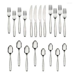 Dinnerware Sets 20 Piece Stainless Steel Flatware Set Silver Tableware Service For 4 Steak Knives Spoons And Forks Wooden Utensils Portabl