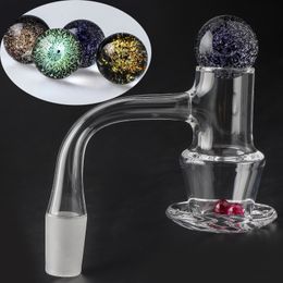 Wishing Well Full Weld Quartz Blender Banger Bevelled Edge Nails With Dichro Glass Cap 2pcs 6mm Ruby Pearls For Dab Rigs Glass Water Bong Pipes