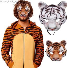 Party Masks Tiger Mask Realistic Animal Half Face Mask for Halloween Masquerade Carnival Night Party Costume Cosplay Props Festival Club Q231009