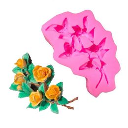 Baking Moulds 3D Flower Bunch Sile Mould Handmade Rose Candy Fondant Cake Gum Paste Decoration Resin Epoxy Clay Supplies Mj1243 Drop Dh3Bi