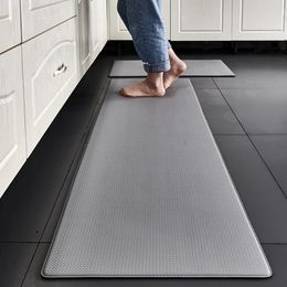 Carpets PVC Washable Kitchen Mat Gray Vinyl Non-slip Carpet Waterproof Oilproof Long Rug For Floor Balcony Laundry Room Entrance Doormat 231006