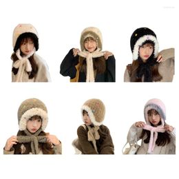 Berets 634C Warm Ear Muff Hat For Teens Girl Thick Plush Cold Weather Beanie InsStyle Poshoots Prop Women Accessories