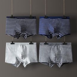 Underpants 4 Pcs Sexy Striped Men Underwear Cotton Large Size Panties Boxer Male Solid Men's Shorts Breathable L-3XL183v