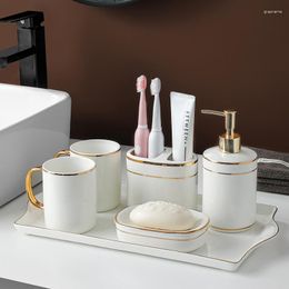 Bath Accessory Set Bathroom Toiletry Ceramics Lotion Bottle Container Toothbrush Holder Tooth Mug Soap Holders Home Decoration Accessories