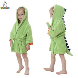 Towels Robes MICHLEY Animals Dinosaur Hooded Baby Bathrobe Cotton Soft Infant Bath Towel Robe Pyjamas For Kids Boy Girl Children Winter 1-5T 231007